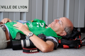 Not me, but a colleague catches some rest in Lyon!